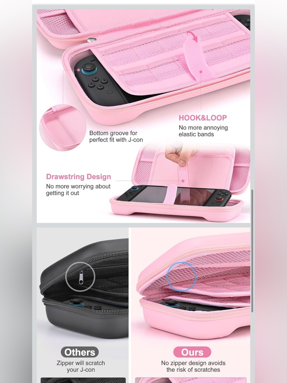 Pink Carry Case Bundle Compatible with Switch 2 (2025) - Picture 6 of 11